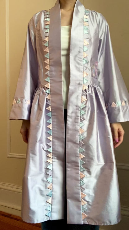 Lavender Silk Shantung Robe - Sankaku